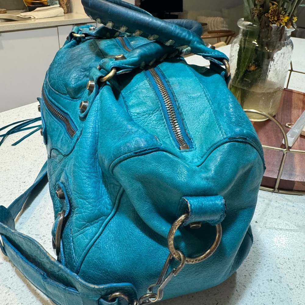 Balenciaga Twiggy Motorcycle Bag – Turquoise Chevre Leather – Authentic RARE - Picture 5 of 16